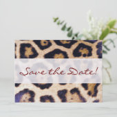 ヒョウのプリントの大きな猫パターンパーティの招待状 セーブザデート (スタンド正面)