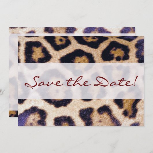 ヒョウのプリントの大きな猫パターンパーティの招待状 セーブザデート (正面/裏面)