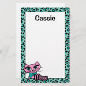 ヒョウのプリントの子猫の文房具 便箋 (正面/裏面)