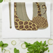 ヒョウのプリントの小剣の靴およびかわいい猫のハート キッチンタオル (折り畳み)