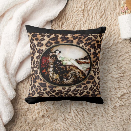 ヒョウのプリントの枕のIcartのヒョウの女性 クッション (ブランケット)
