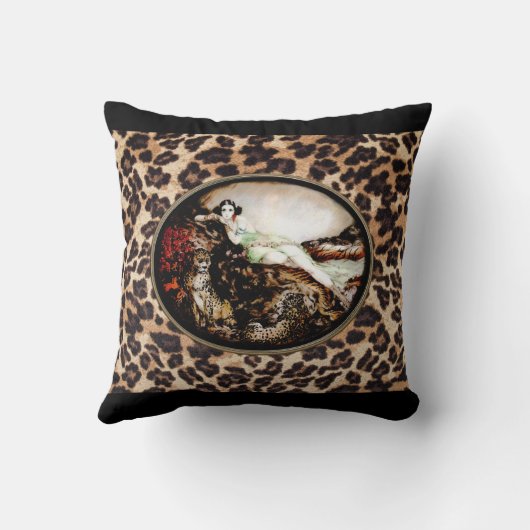 ヒョウのプリントの枕のIcartのヒョウの女性 クッション (裏面)