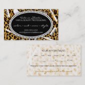 ヒョウのプリントの毛及び美しいのアポイントメント 予約カード (正面/裏面)