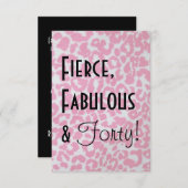 ヒョウのプリントの第40誕生日の招待状 招待状 (正面/裏面)