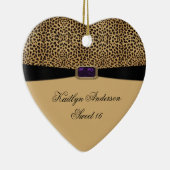 ヒョウのプリントの紫色の紫色の宝石の菓子16は保ちます セラミックオーナメント (右)