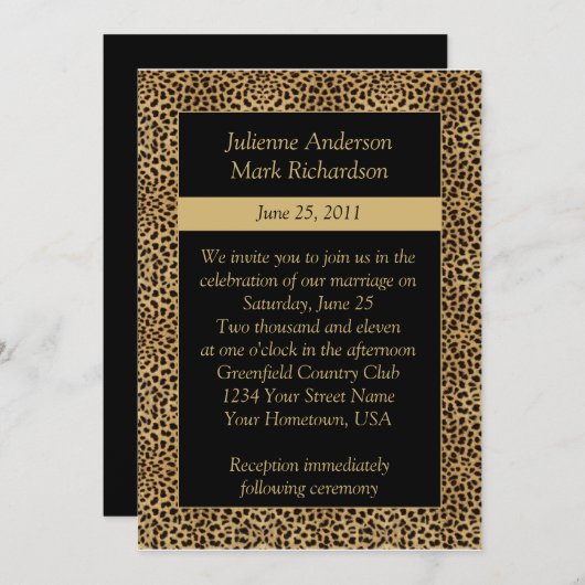ヒョウのプリントの結婚式招待状 招待状 (正面/裏面)