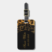 ヒョウのプリントの荷物のラベル ラゲッジタグ (正面縦)