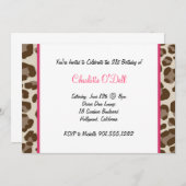 ヒョウのプリントの誕生会 招待状 (正面/裏面)