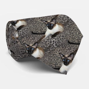 ヒョウのプリントの野生動物の点のシャム猫 ネクタイ