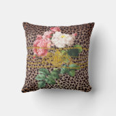 ヒョウのプリントの金ゴールドのライオンの紋章の鎖のばら色の花柄 クッション (裏面)