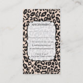 ヒョウのプリントの魅力的な美容師のアポイントメントカード 予約カード (裏面)