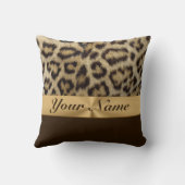 ヒョウのプリントはあなたの名前との装飾的置きます クッション (裏面)