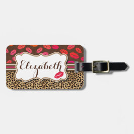 ヒョウのプリントはパーソナライズな住所に接吻します ラゲッジタグ
