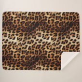 ヒョウのプリントファー シェルパブランケット (正面(横))