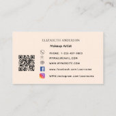 ヒョウのプリントボウ桃の茶色のqrコードソーシャルメディア 名刺 (裏面)