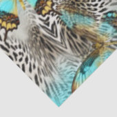 ヒョウのプリント及びティール（緑がかった色）の蝶 薄葉紙 (詳細)