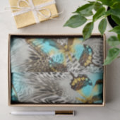 ヒョウのプリント及びティール（緑がかった色）の蝶 薄葉紙 (ギフト)