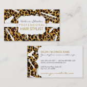 ヒョウのプリント及び白髪のサロン用具 名刺 (正面/裏面)