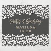 ヒョウのプリント60歳と青白い60歳の誕生日 スパークリングワインラベル (シングルラベル)