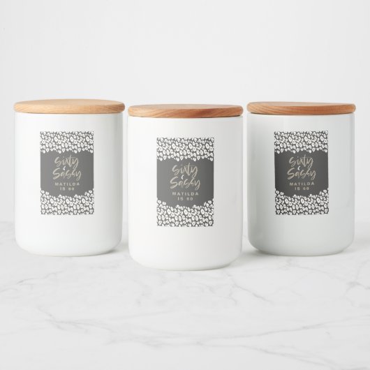 ヒョウのプリント60歳と青白い60歳の誕生日 フードラベル (ボトル)