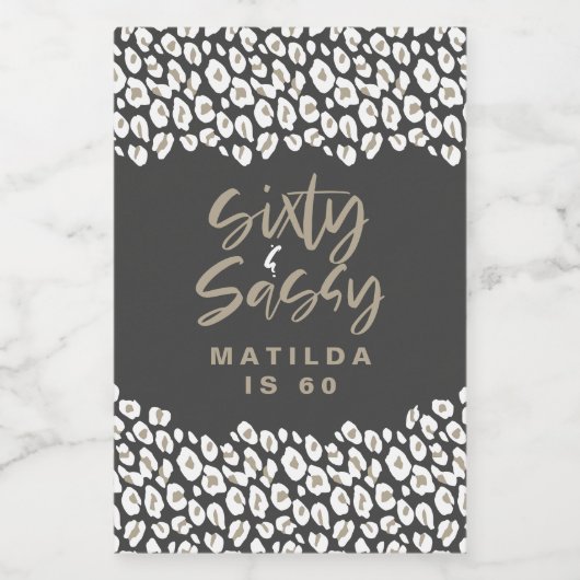 ヒョウのプリント60歳と青白い60歳の誕生日 フードラベル (シングルラベル)
