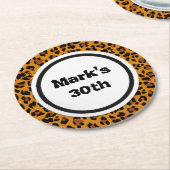 ヒョウのプリント ラウンドペーパーコースター (アングル)