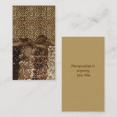 ヒョウのプリント、リボン、弓、ラインストーンの名刺 名刺 (正面/裏面)