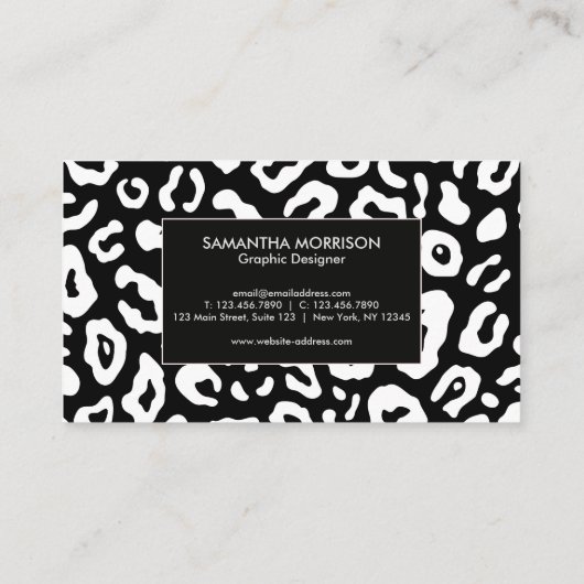 ヒョウのプリント 名刺 (裏面)