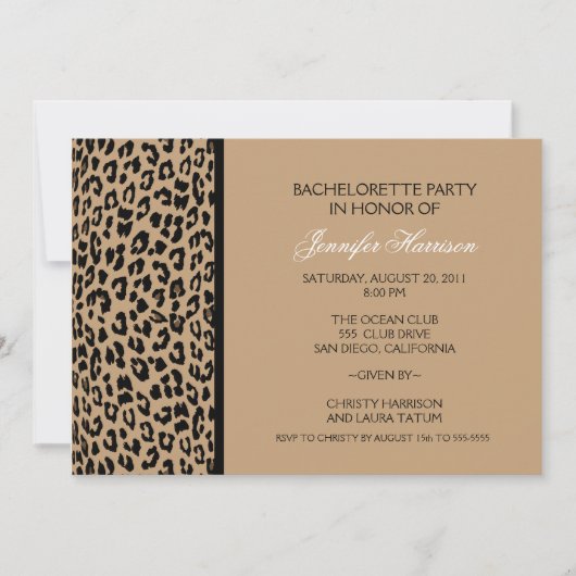 ヒョウのプリント 招待状 (正面)