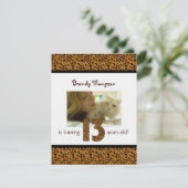 ヒョウのプリント: 第13誕生日の招待状 招待状 (スタンド正面)