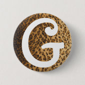 ヒョウのプリントGのモノグラムのイニシャル 缶バッジ (正面)