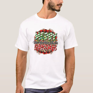 ヒョウのプレイド幼稚園メリー先生クリスマス Tシャツ
