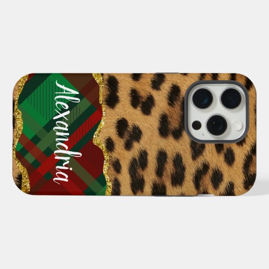 ヒョウのプレイド iPhoneケース (裏面横)