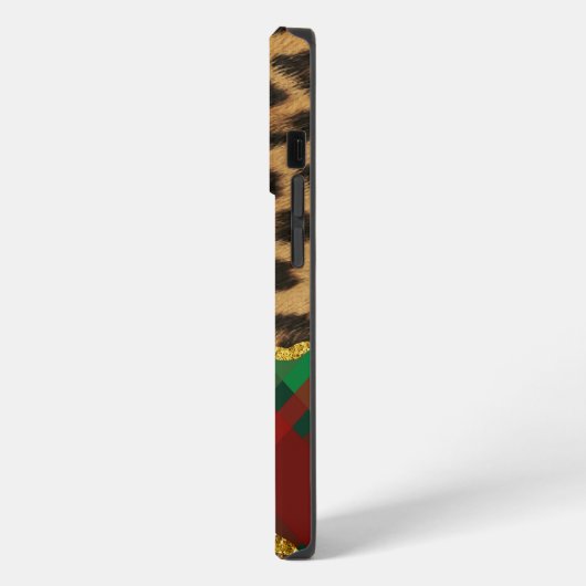 ヒョウのプレイド iPhoneケース (左側面)