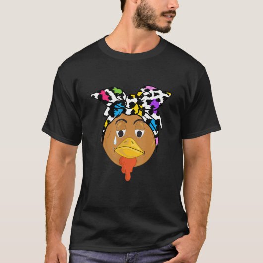 ヒョウのヘッドバンドトルコ顔感謝祭ボーイズギル Tシャツ (正面)