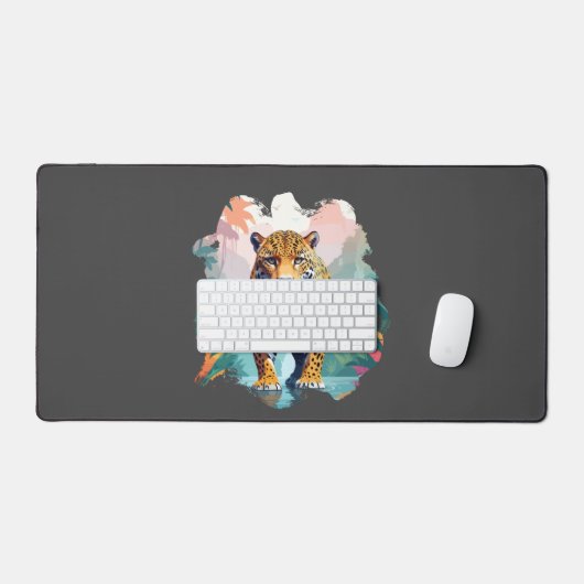 ヒョウのベクター動物の威厳のある自然 デスクマット (キーボード&マウス)