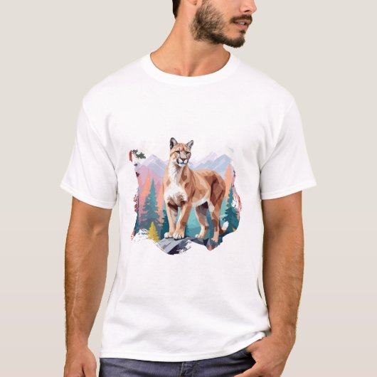 ヒョウのベクトルアートアニマル威厳のある自然野生動物 Tシャツ (正面)