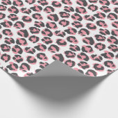 ヒョウのペルト:ブラックピンクのテクスチャ ラッピングペーパー (角)