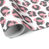 ヒョウのペルト:ブラックピンクのテクスチャ ラッピングペーパー (ロールコーナー)
