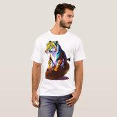 ヒョウのラグビーボールTシャツ Tシャツ (正面フル)