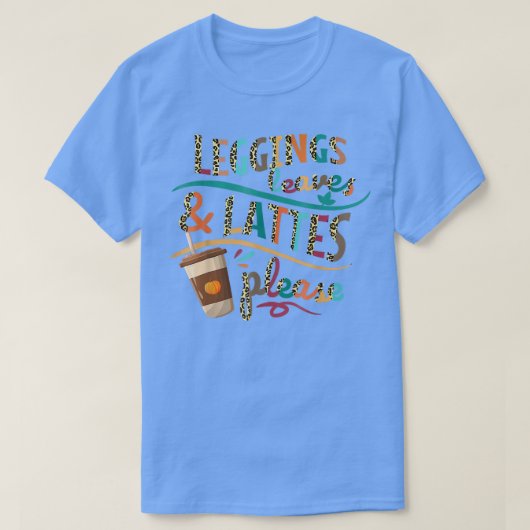 ヒョウのレギンス葉とラテお願い、カボチャ Tシャツ (デザイン正面)