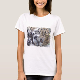 ヒョウの写真の女性はTシャツに合いました Tシャツ
