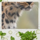 ヒョウの写真 キッチンタオル (折り畳み)