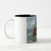 ヒョウの勉強（ジャン=バプティスト・ウドライによる） ツートーンマグカップ (左)