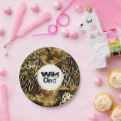 ヒョウの動物の皮ワイルドワンサファリ誕生日 ペーパープレート (パーティー)