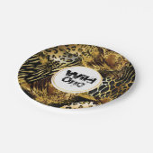 ヒョウの動物の皮ワイルドワンサファリ誕生日 ペーパープレート (アングル)