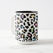 ヒョウの印刷数々の色 ツートーンマグカップ (正面左)