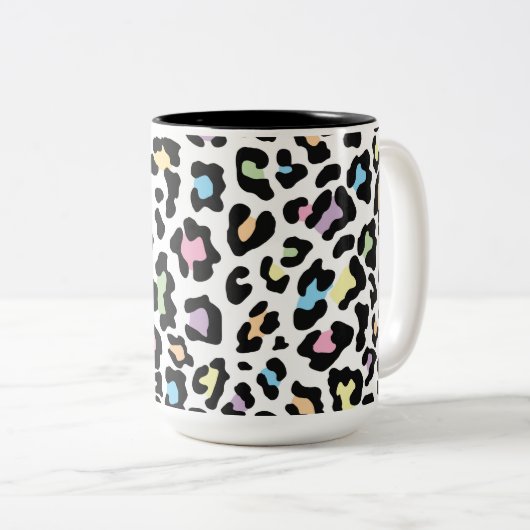 ヒョウの印刷数々の色 ツートーンマグカップ (正面右)