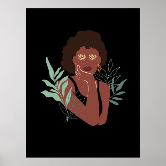 ヒョウの女の子、抽象芸術アートフォレストビューティフルウーマン ポスター (正面)