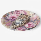 ヒョウの子とバラ ペーパープレート (アングル)